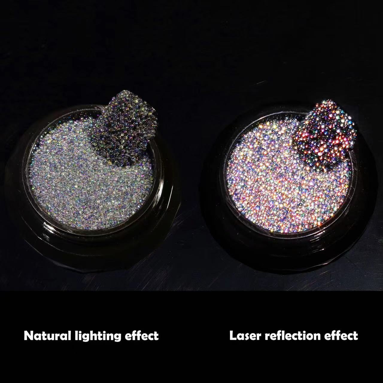 Nuevo color en línea manicure láser reflectante caviar color fantasma explosión bola brillante accesorios perlas de decoración de uñas joyas taladro