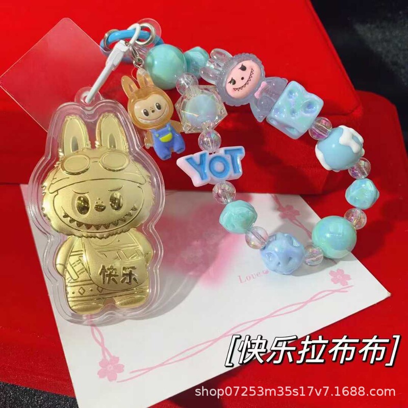足金999labubu拉布布 手机挂绳钥匙扣 卡通爆款金店引流 礼品批发|undefined