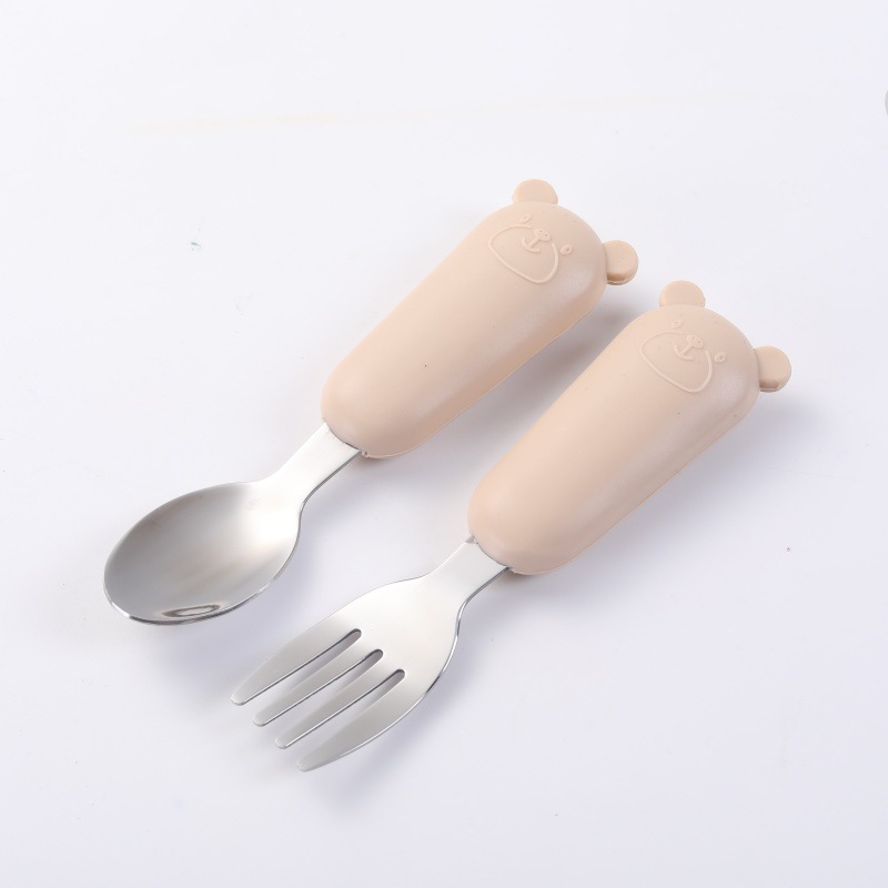 아이보리 (곰 실리콘 스테인리스 포크 + 스푼)