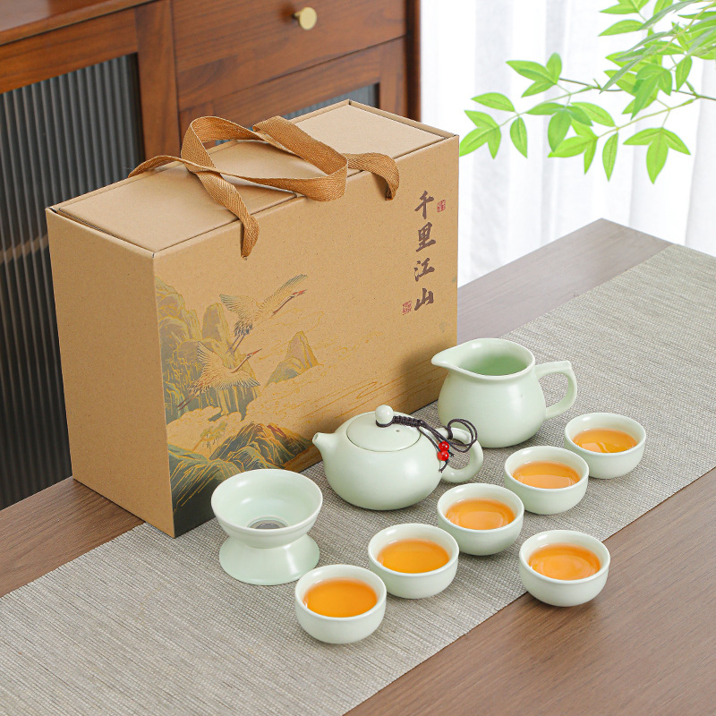 定窑陶瓷功夫茶具套装礼盒套装便携式家用整套泡茶壶商务活动礼品