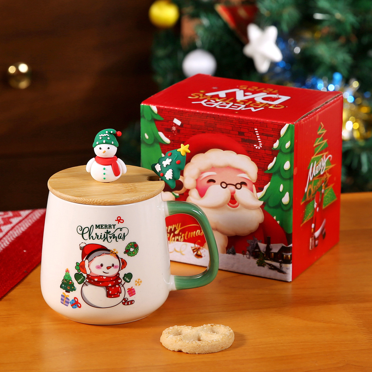 Taza de Navidad transfronteriza temperatura constante taza cálida de 55 grados Taza de cerámica con logotipo impreso Regalo de recuerdo de Santa