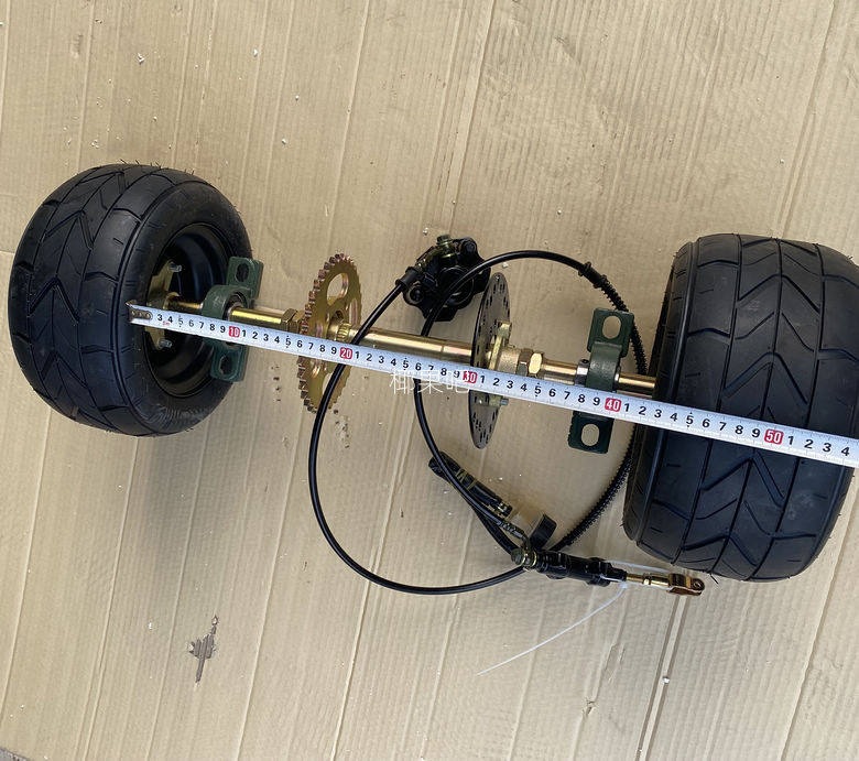 Modified Four-Wheel Vehicle Parts, Homemade Box-Type Go-Kart Rear Axle with 6inch Tires and Brakes, Rear Suspension Kit