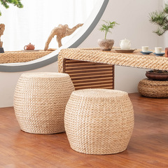 Japanese wicker chair replacement shoe bench tatami round stool home living room sofa low stool bench wooden small stool