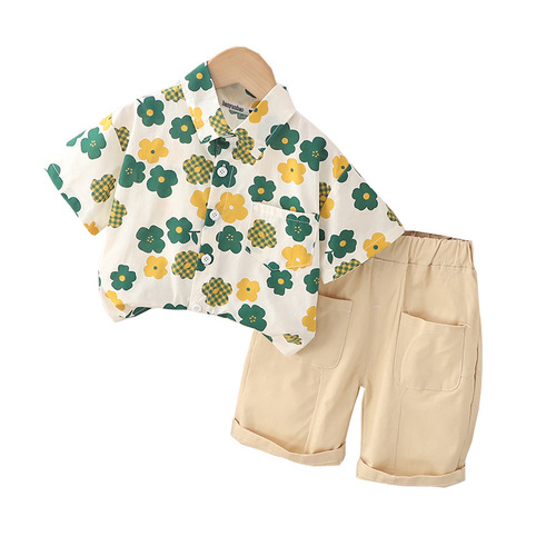 Baby cotton clothes short-sleeved T-shirt summer split boy suit baby clothing children's summer two-piece set
