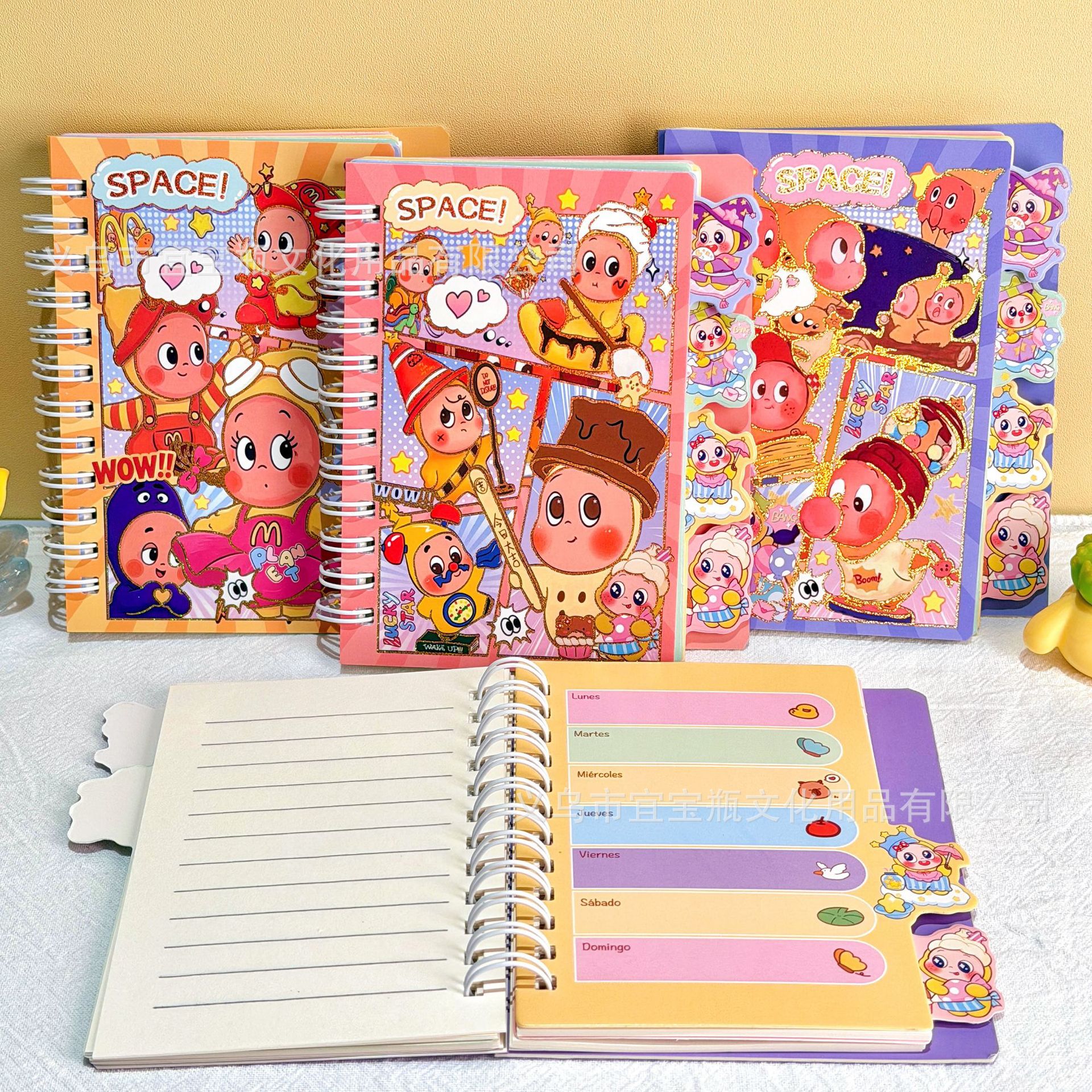 Cuaderno de Espiral con Divisores y Estampado Dorado de Papel para Notas