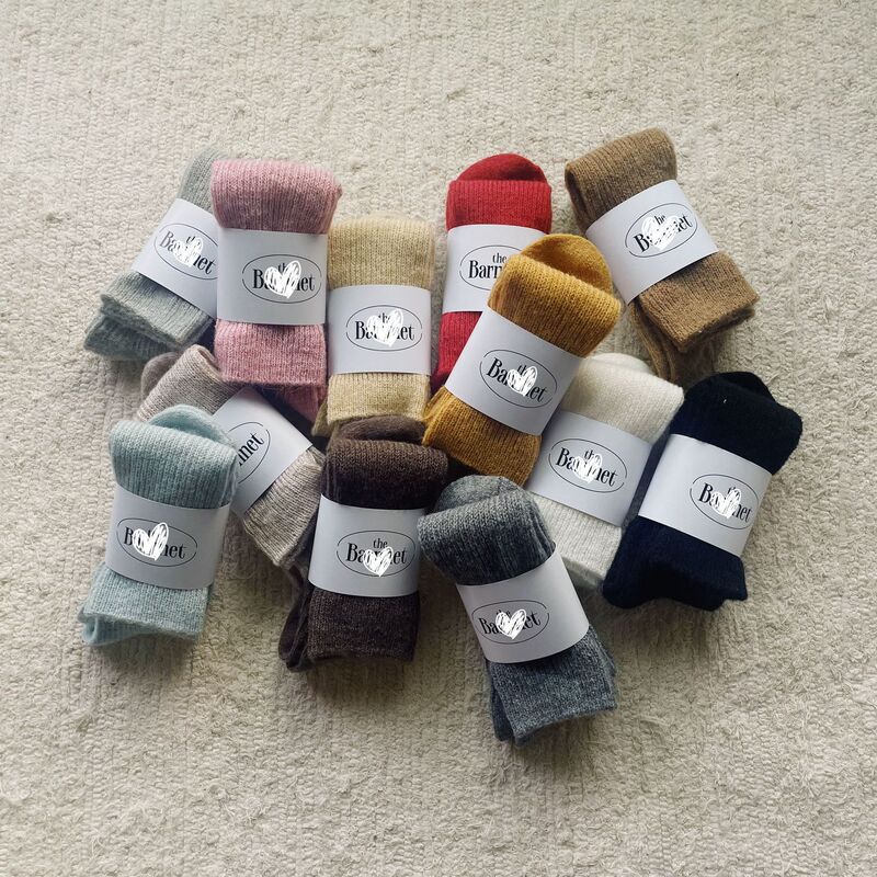 Korean Designer the bar net Mohair Mid-calf Socks Pure Color Versatile Pile Socks