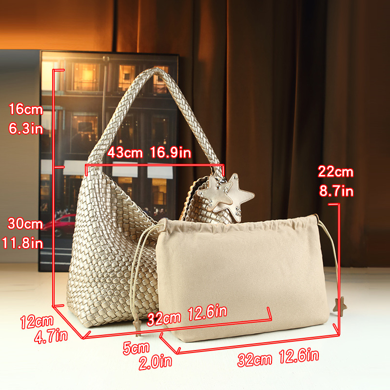 Sommerfrische, gewebte Schultertasche für Damen, Handtasche im Korbstil, fünfzackiges Sterndesign, Mutter-Tochter-Mode, Neuheiten_voghion.com