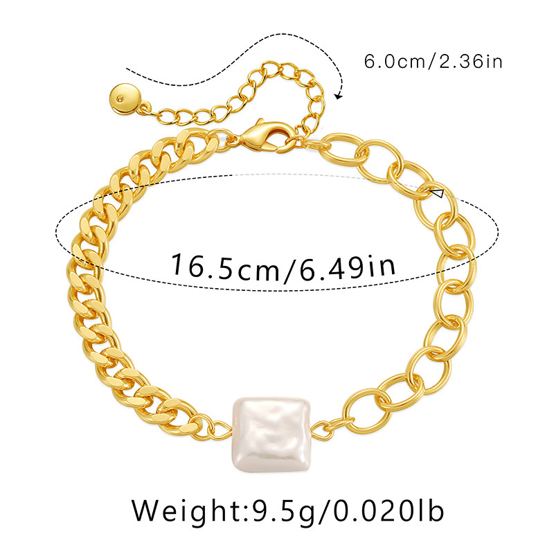 Fashion Square Copper Pearl Plating Bracelets 1 Piece