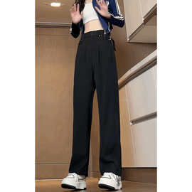 黑色直筒西裤男cleanfit垂坠感感西装裤子夏季薄款冰丝休闲裤
