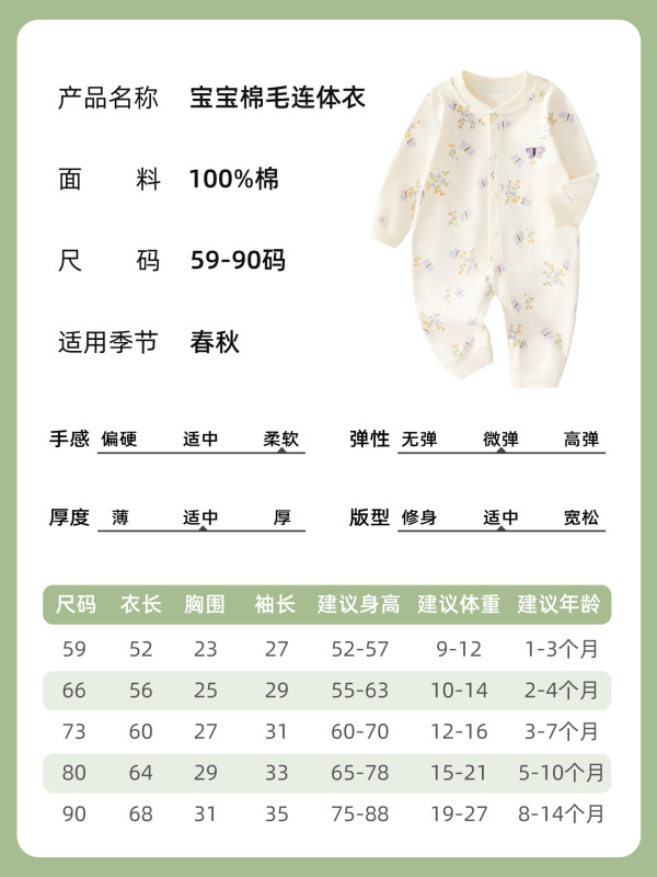 婴儿连体衣男女宝宝长袖哈衣新生儿爬服 a类纯棉衣服打底内衣睡衣|undefined