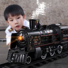Large steam train toy rail car remote control electric retro simulation high-speed rail Children's Day gift
