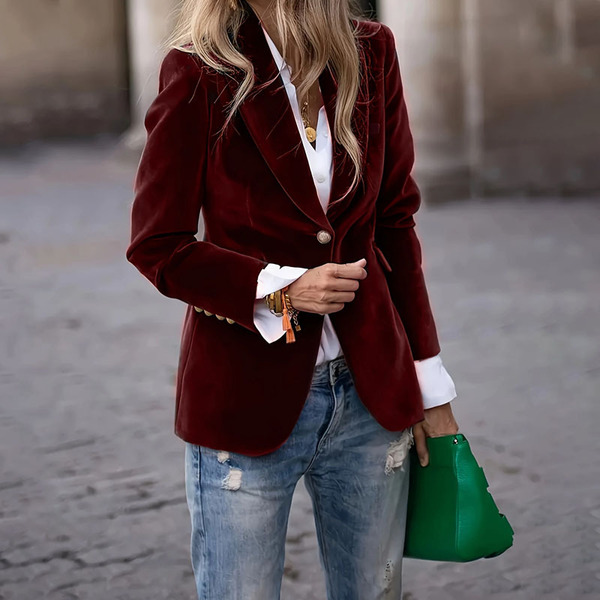 Spring velvet elegant classic suit jacket