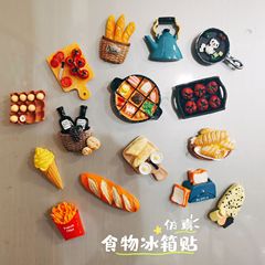 Simulated food refrigerator stickers hot pot bread ice cream magnetic stickers creative iron-attracting three-dimensional cartoon message board stickers