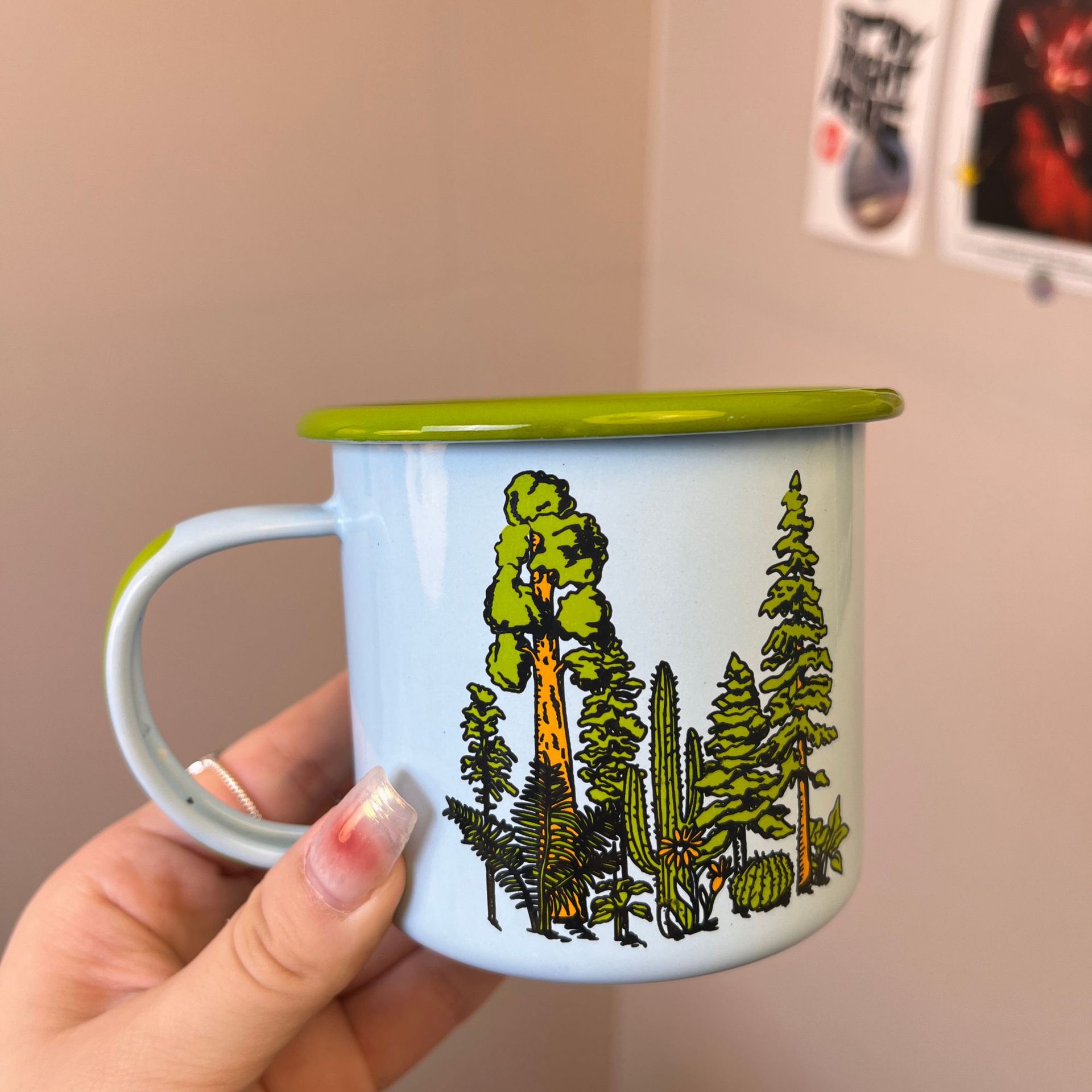Taza de esmalte para acampar o exterior, estilo retro, exportación directa