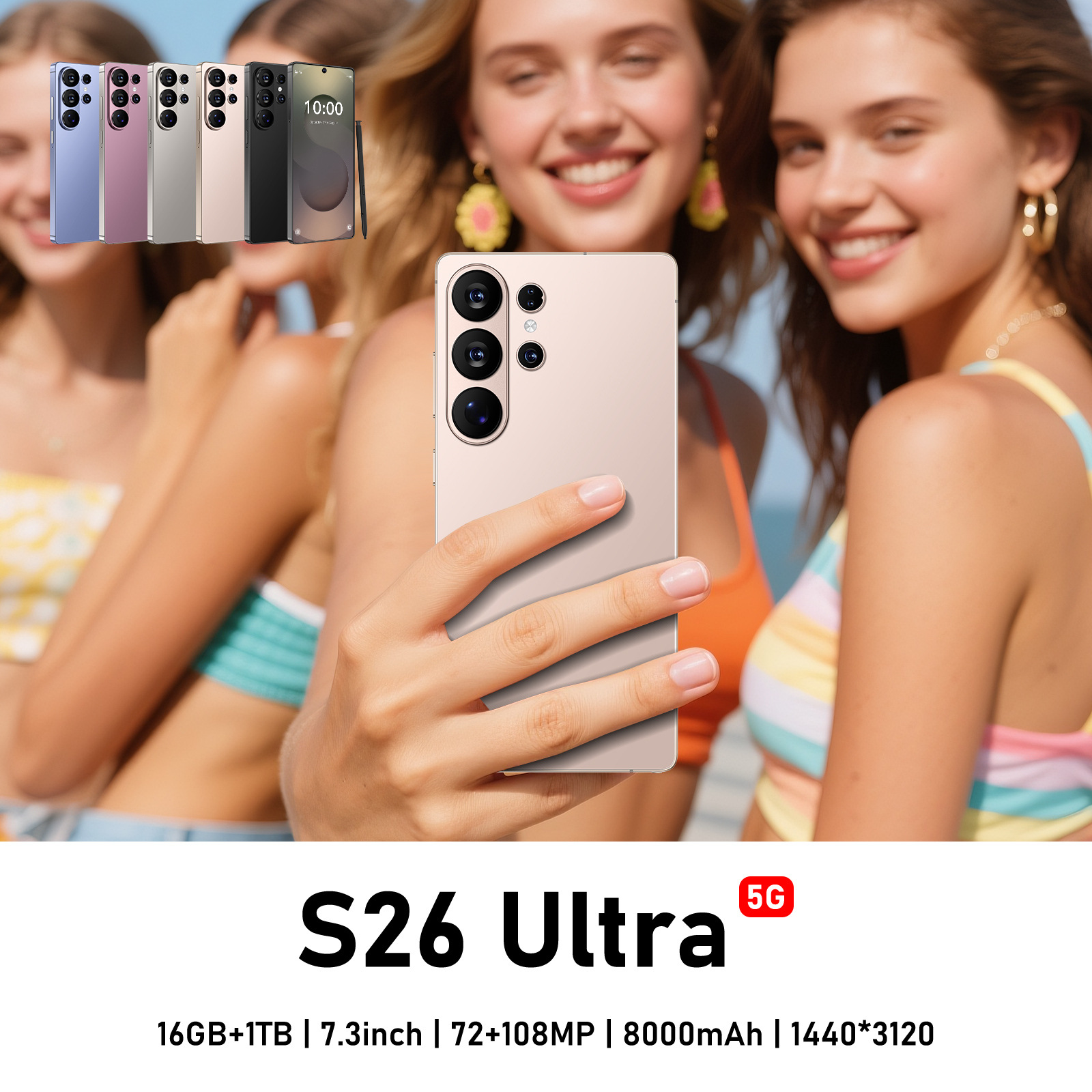 S26 Ultra Tk Hot Model 7.3inch Large Screen Cross-Border Mobile Phone 3+16Gb Android 10.0 Smartphone Wholesale