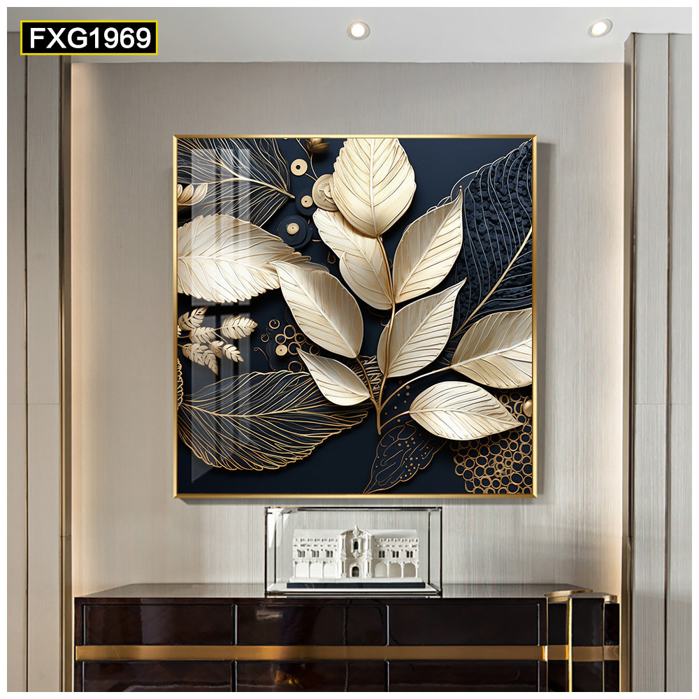 Pintura decorativa moderna de lujo ligero de alta gama sala de estar atmósfera de alto nivel sala de comedor mural arte abstracto cuadrado porche colgante pintura