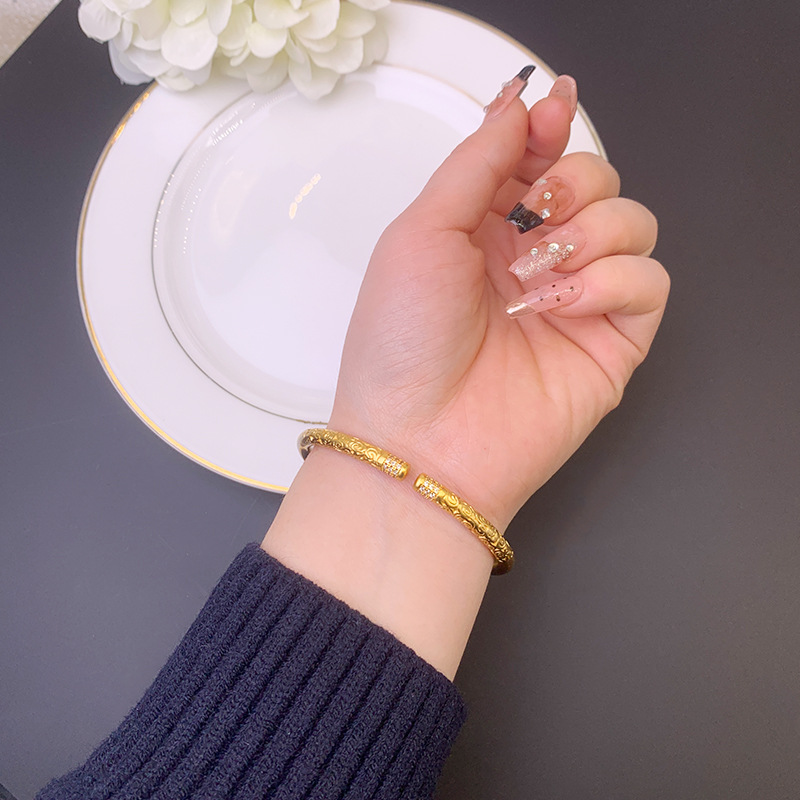 Nueva pulsera de oro de arena vietnamita, marea nacional, diamantes, nubes auspiciosas, garrote de oro, brazalete, cobre chapado en oro, joyería que no se desvanece durante mucho tiempo
