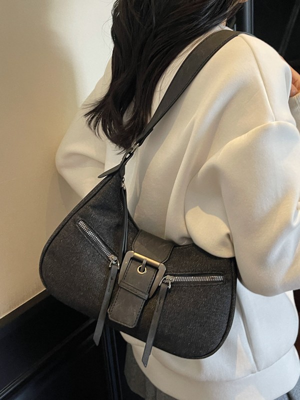 Bolsa de denim retro para mujeres 2025, otoño y invierno, nuevo estilo ocio, bolsas de brazo simples, bolsas de bolsillo de viajes de moda