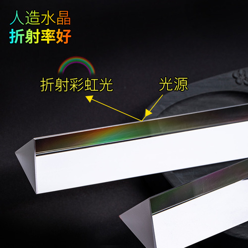Physical Optics Triangular Prism Children Science Popular Student Experiment Teaching Tool Glass Rainbow Seven-Color Light Three-Edge Prism Gift Box