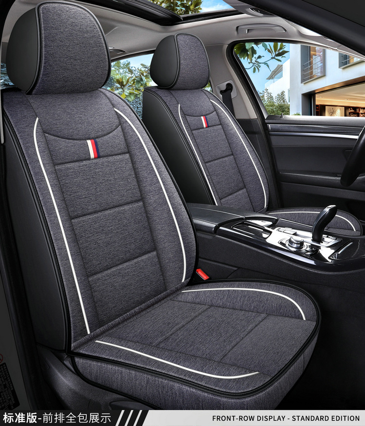 Factory Direct Sales Breathable Linen All-Season Wear-Resistant and Dirt-Resistant Full-Cover Linen Car Seat Cushion and Car Seat Cover