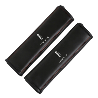 Seat belt shoulder pad — Pad Leather Safety Belt Protector - double-line-shoulder-pads-lincoln
