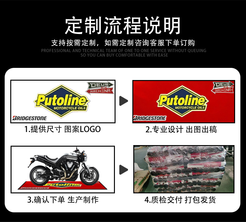 Motorcycle Nylon Floor Mat Kawasaki Harley Printed Rubber Mat Enthusiast Oil-Proof and Anti-Fouling Off-Road Motorcycle Special Mat