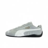 Gray and white racing shoes