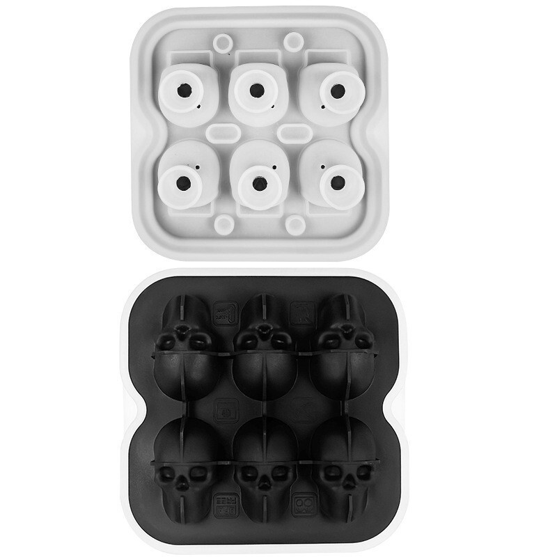 Amazon Food Grade 6 Halloween Skull Ice Cube Tray Silicone Ice Mold with Lid Amazon Food Grade 6 Halloween Skull Ice Cube Tray Silicone Ice Mold with Lid