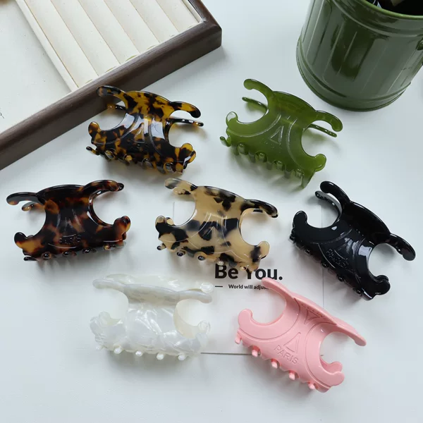 Celi High Version Arc De Triomphe Hairpin Tortoise Shell Acetate Clip Headwear Grabber Elegant Classy Back of the Head for Women