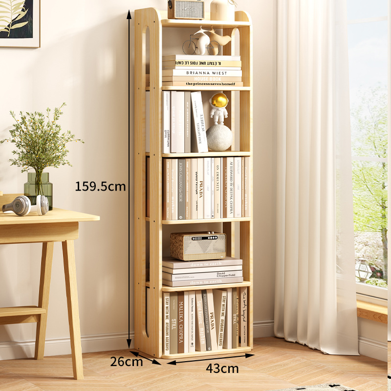 Estantería de madera maciza estantería de piso sala de estar gabinete estrecho libre combinación gabinete de almacenamiento para niños estudiante lectura estantería en casa