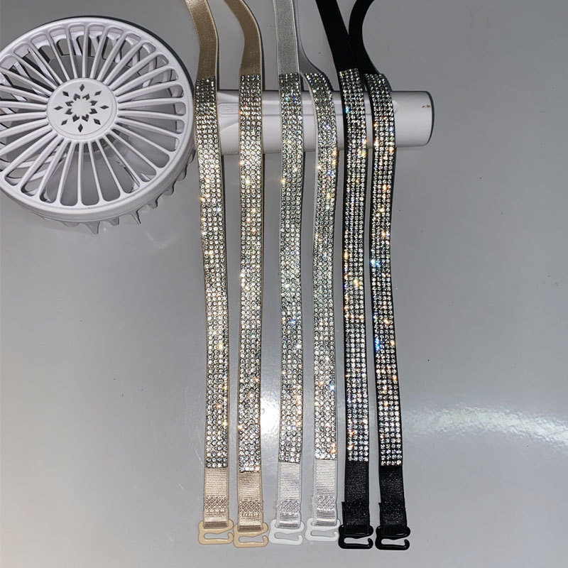 With Diamond Shoulder Strap Bra Strap Rhinestone Loosen Detachable Underwear Rhinestone Shoulder Strap Exposed Diamond Hidden Strap Replacement