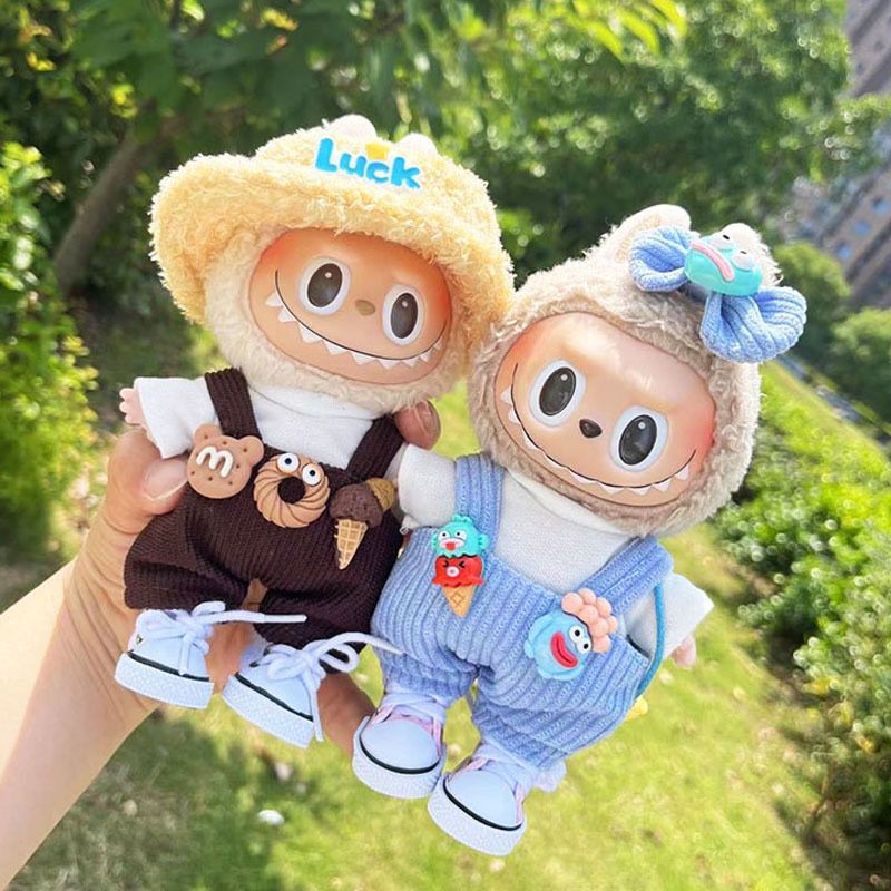 유일한 옷] 17CM LABUBU LABUBU 블라인드 박스 펜던트 인형 패션 의류 세트 귀여운