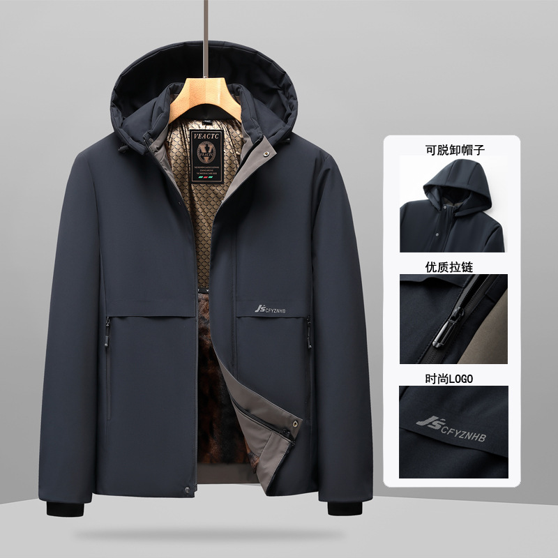 中年爸爸加厚棉服男士外套冬季中老年装保暖棉衣老人爷爷加绒棉袄