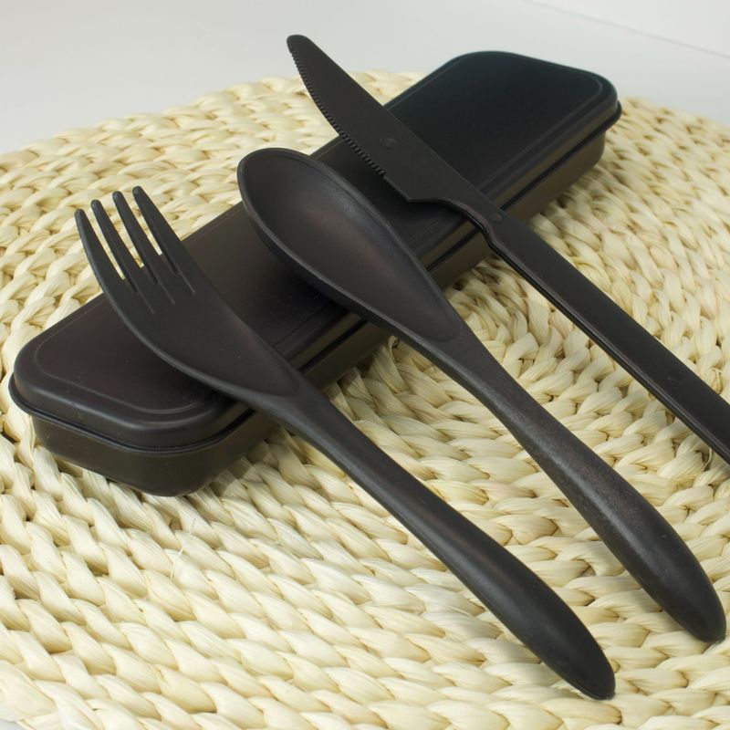 アマゾンブラックディナープレートスープボウルカップナイフフォークスプーン食器小麦わらセットキャンプギフトセット卸売|undefined