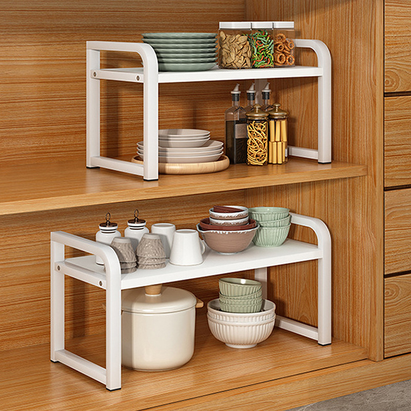Encimera cocina estante en capas escritorio estante de almacenamiento de doble capa gabinete de almacenamiento multifuncional tablero de partición estante de condimento
