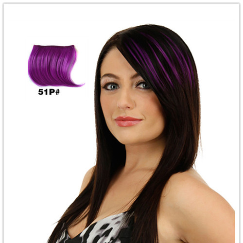 Wigs with colored bangs, colored straight hair wigs, highlights and gradient hair extensions, hair extensions
