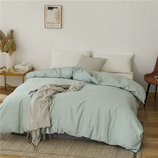 简约风纯色100S长绒棉全新单品枕套床笠裸睡亲肤单品被套床单