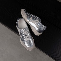 【都市脉搏】CG家2025年秋季新款时尚厚底德训鞋百搭银色休闲鞋女