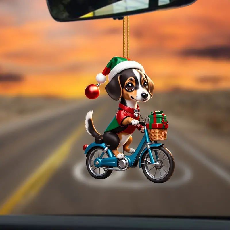 Nuevo cross-border 2D ciclismo regalo perro colgante acrílico plano interior espejo retrovisor decoración image 2