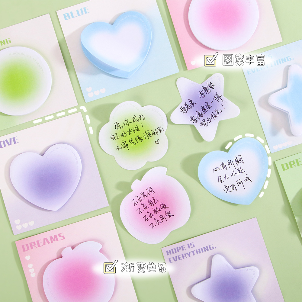 Pegatinas adhesivas de forma especial de color personalizadas de estilo ins, notas adhesivas de mensajes de estudiantes de sentido avanzado, se pueden pegar notas adhesivas desgarradas a mano