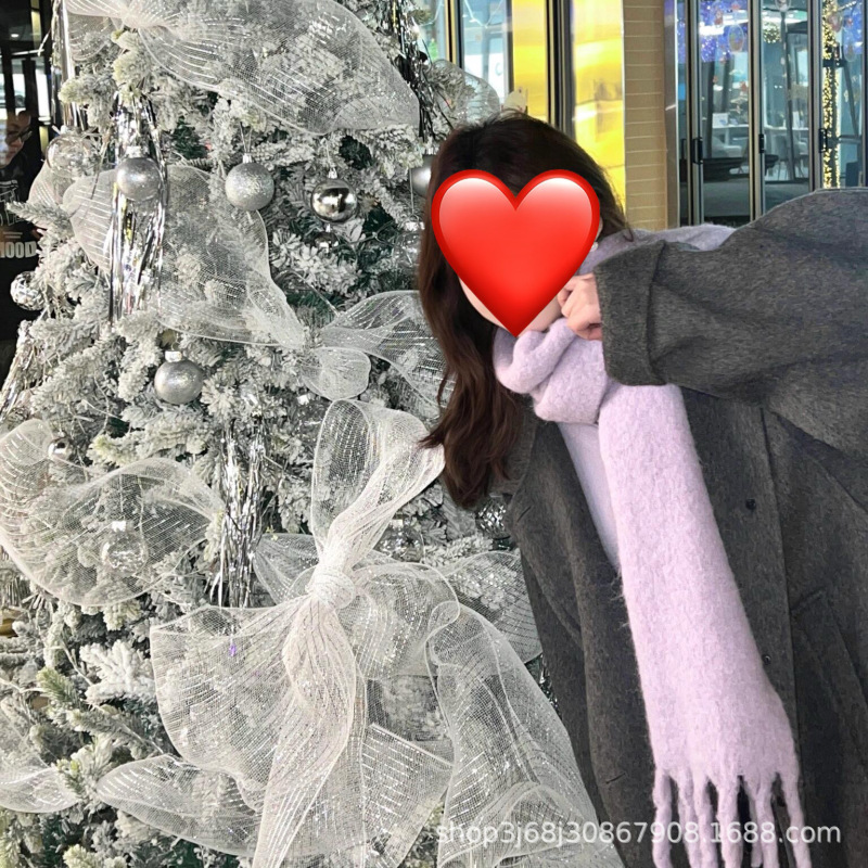 一桐同款克莱因蓝围巾女款冬季2025新款秋冬氛围感蓝色羊绒围脖|undefined