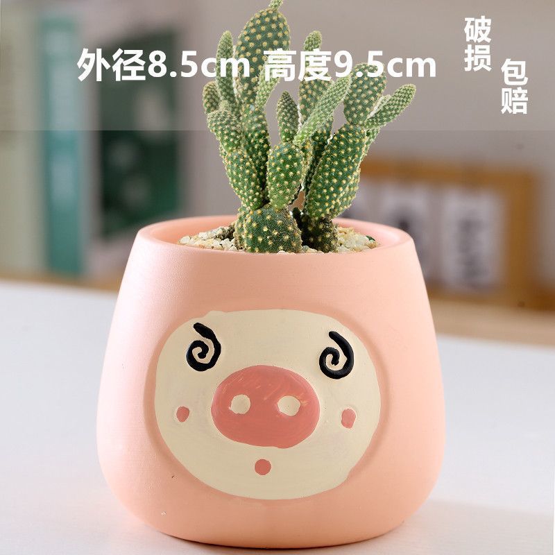 Macetas de cerámica para suculentas con diseño de animales de dibujos animados, pequeño tamaño, para estante de flores en casa, suministro al por mayor