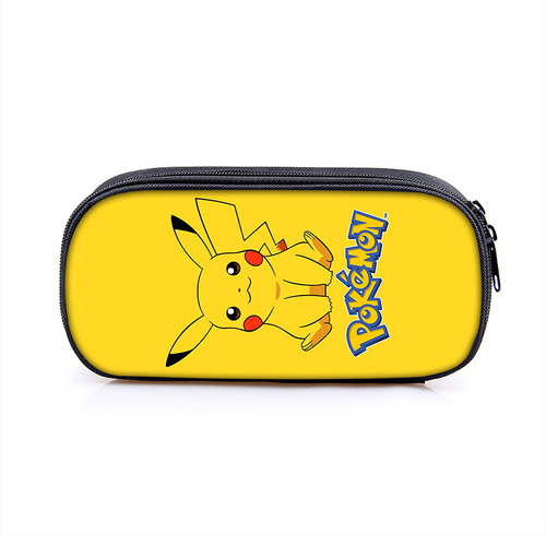 Cross-border new Pikachu student pen bag polyester large capacity children's stationery pencil case Pokemon single layer pencil case
