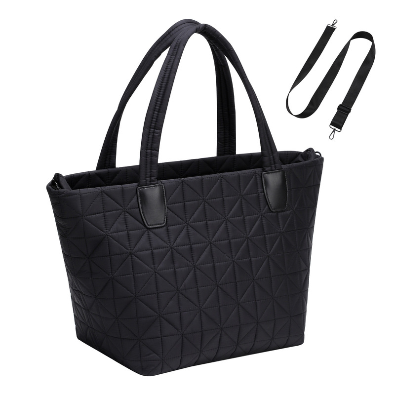 Amazon New Ladies Tote Bag Down Handbag Laptop Bag Quilted Zipper Fluffy Work