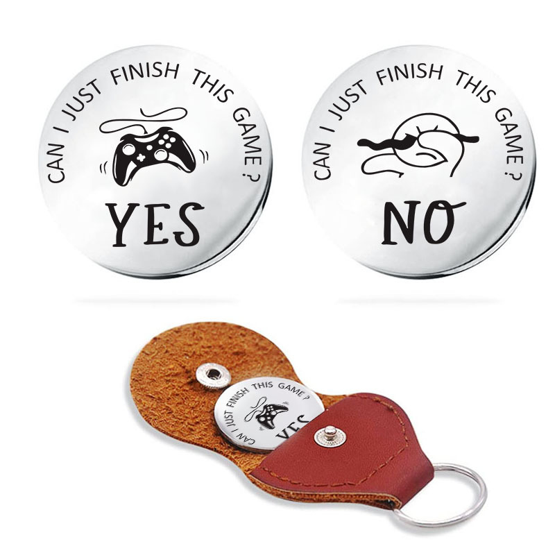 Nuevo divertido destino flip moneda regalo acero inoxidable juego de doble cara/tiempo de dormir llavero decisión