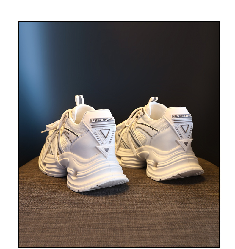 Giày sneaker nữ đế dày chunky lưới thoáng khí tăng chiều cao — màu trắng chi tiết 20