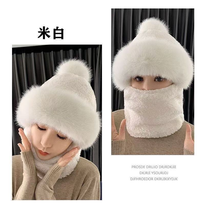 帽子女冬季新款围脖包头一体护耳电动车骑行保暖帽防风防寒骑行|undefined