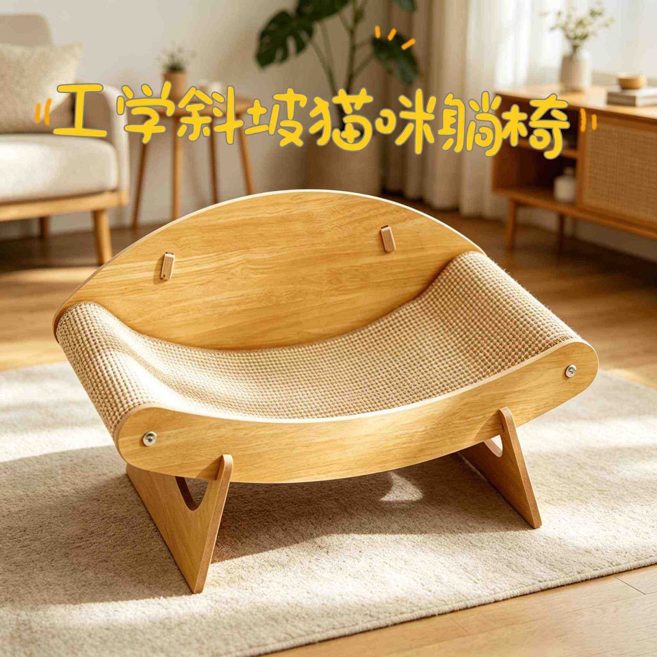 Sisal cat scratching board hammock in the shape of a crab, solid wooden structure, scratch-resistant mat that doesn't shed debris, for cats