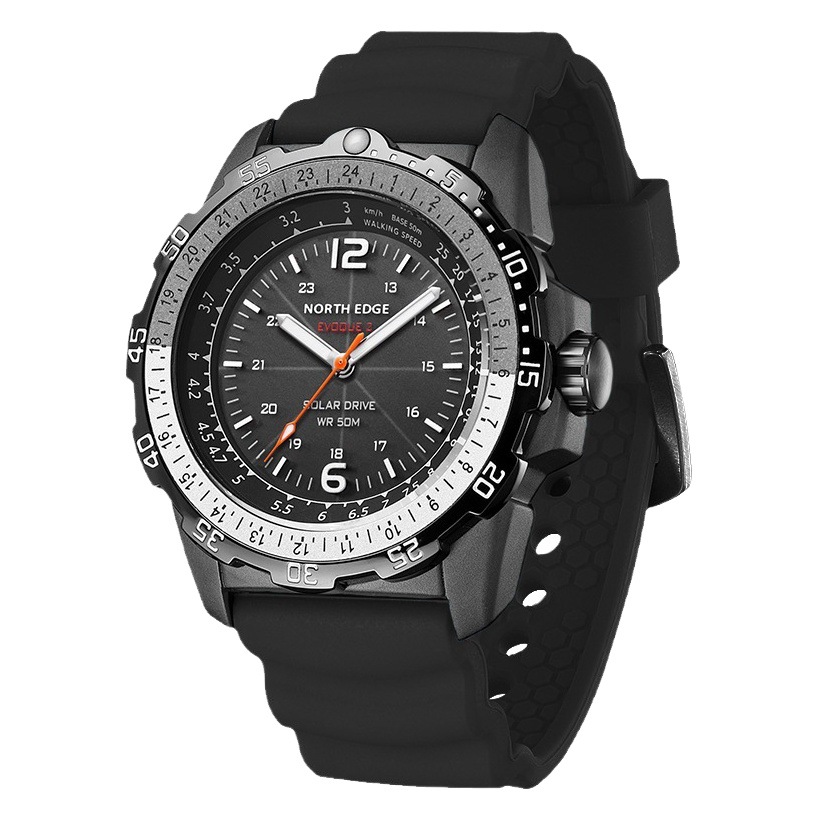 Deportes al aire libre impermeable reloj recargable solar luz energía cinética luminosa larga resistencia Natación hombres reloj de medición velocidad