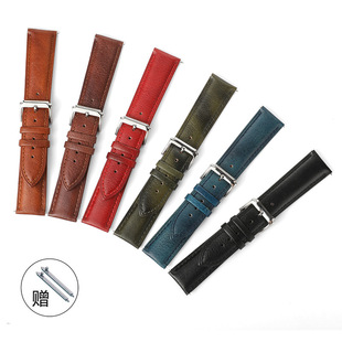 in stock Leather Watch Strap Hand-rubbed Color Vintage Tree Bark Vegetable Tanned Leather Men's and Women's Watch Strap Needle Leather Smart Watch Strap